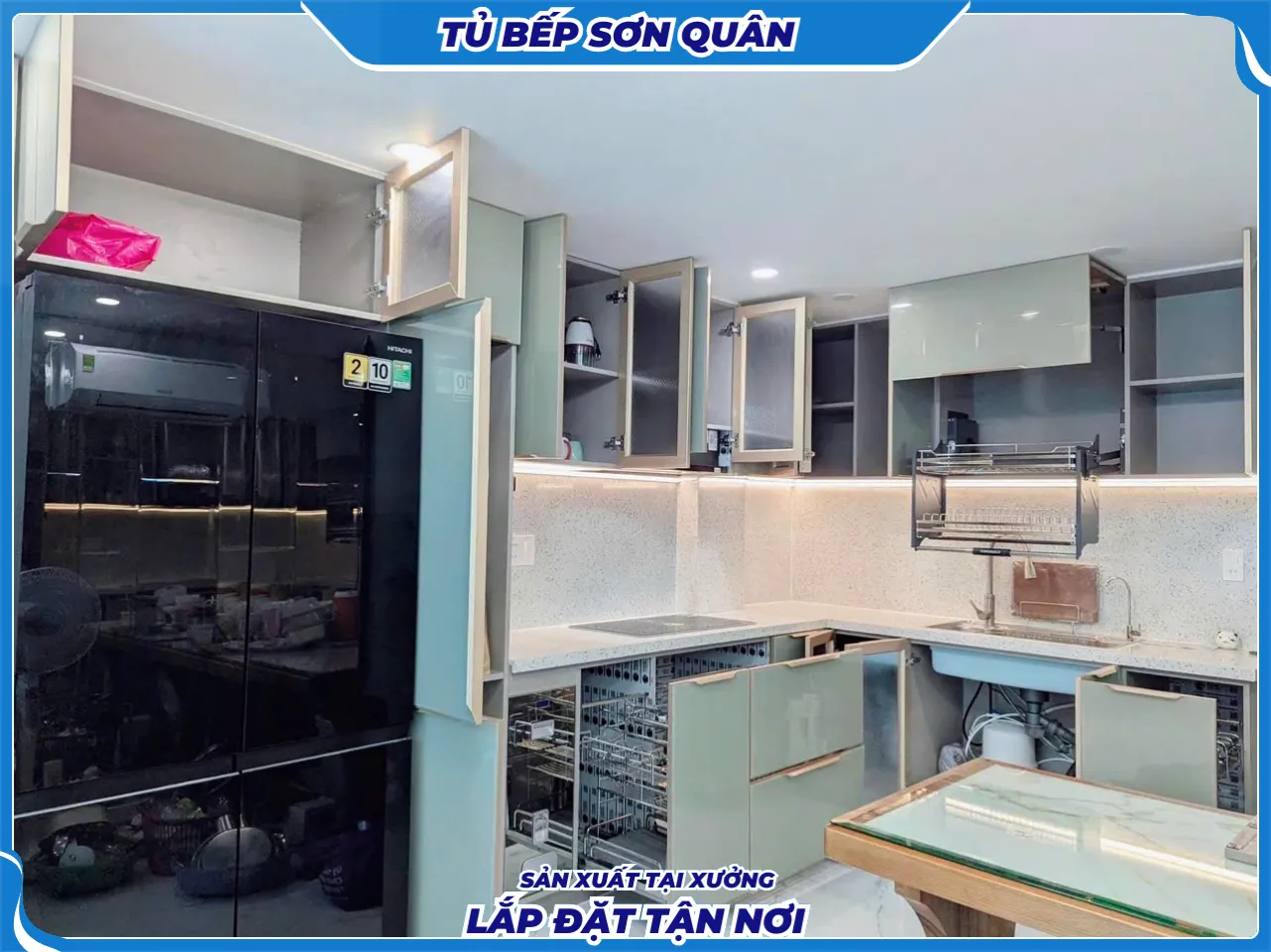 Alternative view of Tủ bếp hợp kim nhôm cánh kính